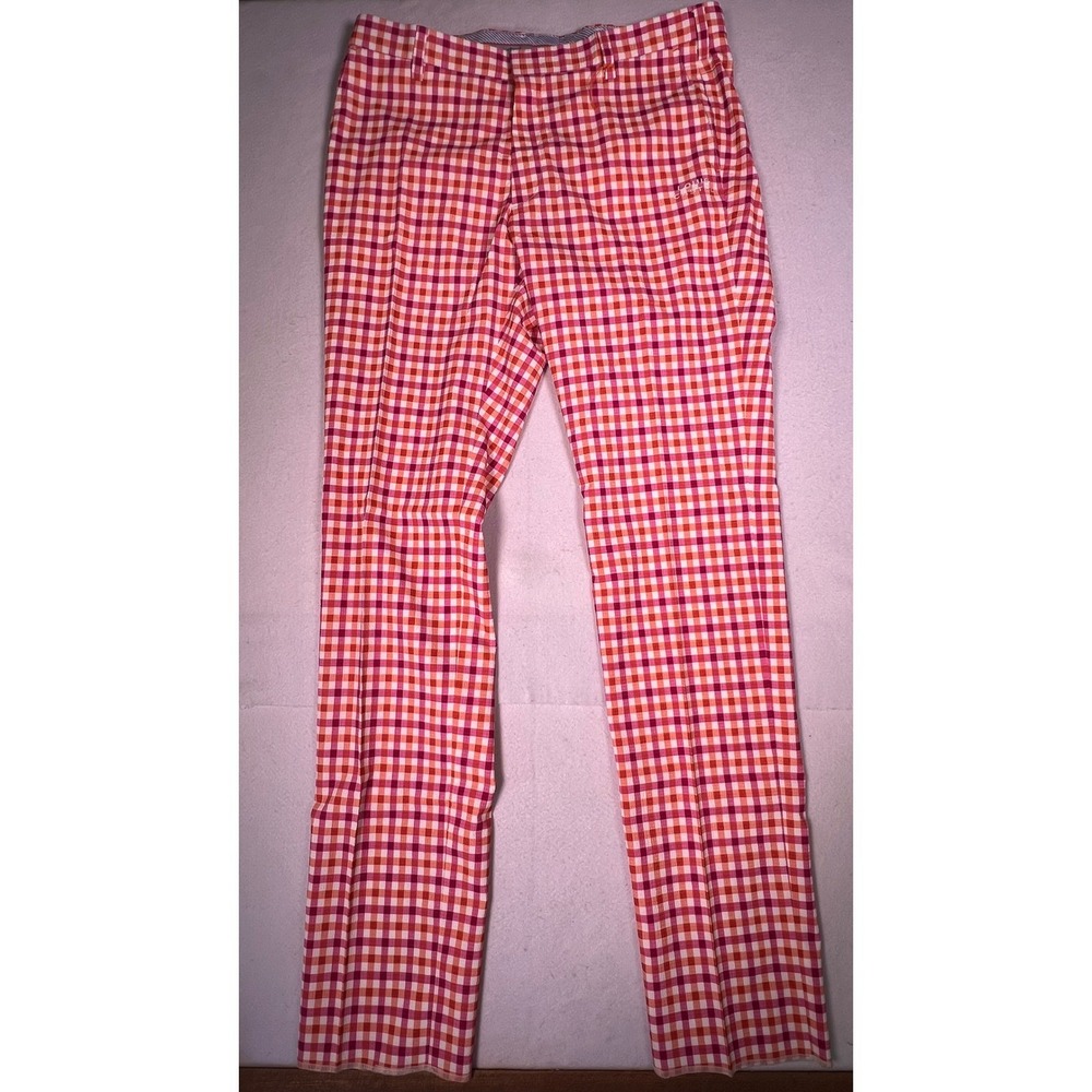 Louis Castel Gingham Golf Pants Mens 34 Pink Orange Excellent
